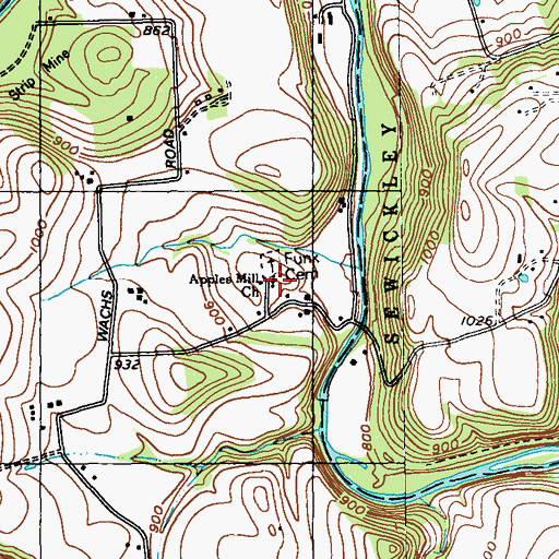 Topographic Map of Sewickley Church, PA