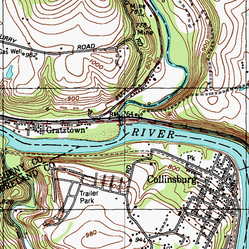 Topographic Map of Sewickley Creek, PA