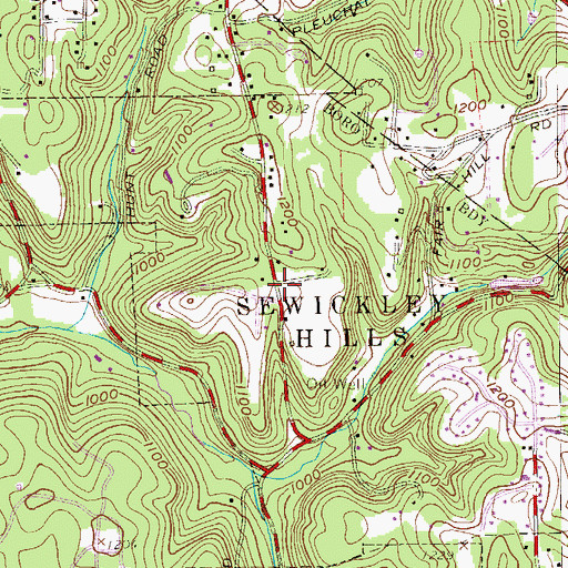 Topographic Map of Sewickley Hills, PA