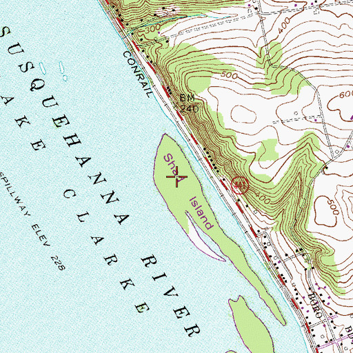 Topographic Map of Shad Island, PA