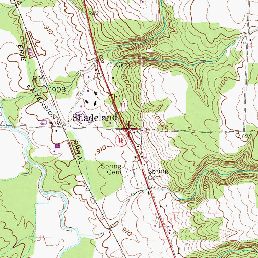 Topographic Map of Shadeland, PA
