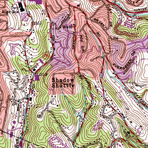 Topographic Map of Shadow Shuttle, PA