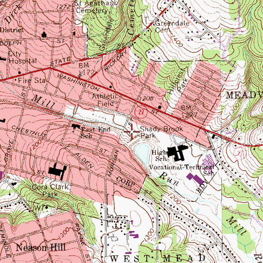 Topographic Map of Shady Brook Park, PA