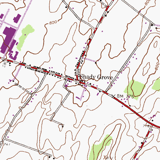 Topographic Map of Shady Grove, PA