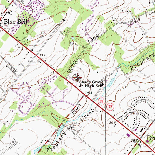 Topographic Map of Shady Grove Elementary School, PA