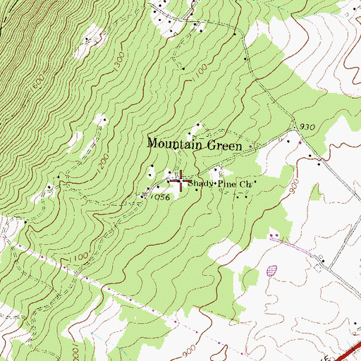 Topographic Map of Shady Pine Church, PA
