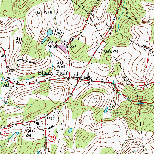 Topographic Map of Shady Plain, PA