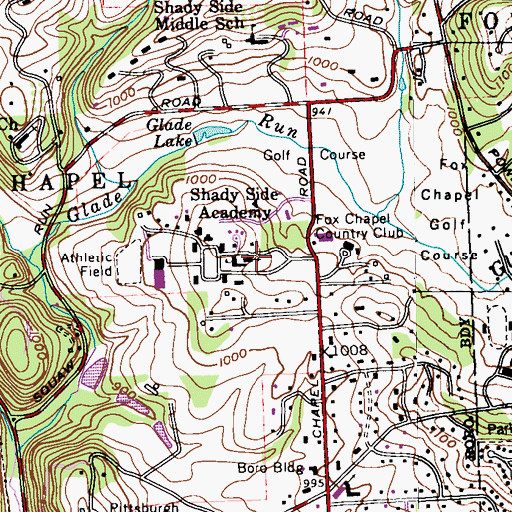 Topographic Map of Shady Side Academy, PA