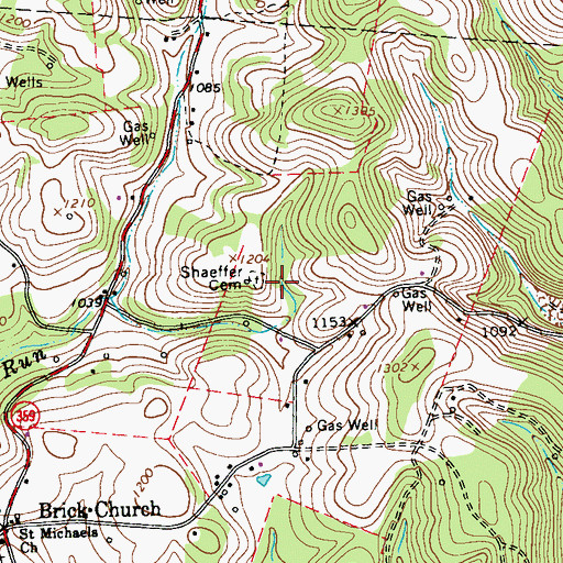 Topographic Map of Shaeffer Cemetery, PA