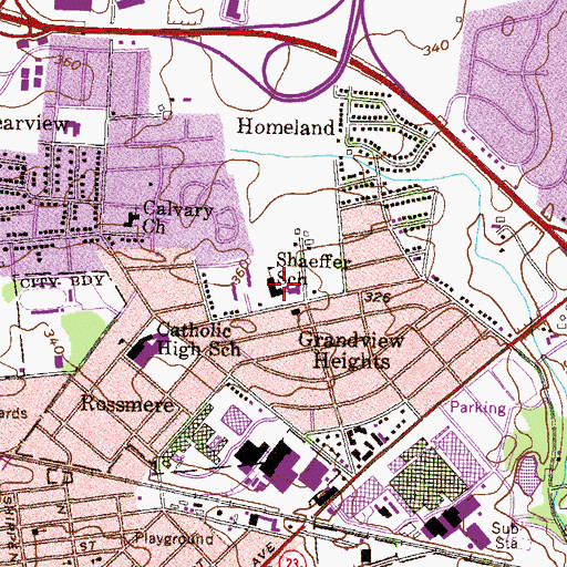 Topographic Map of Shaeffer School, PA