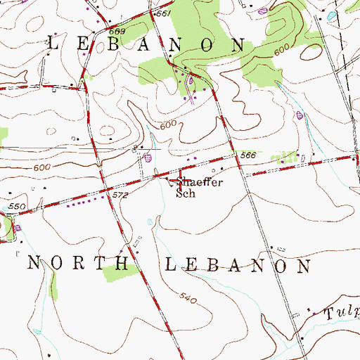 Topographic Map of Shaeffer School, PA