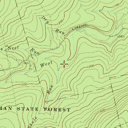 Topographic Map of Shale Run, PA