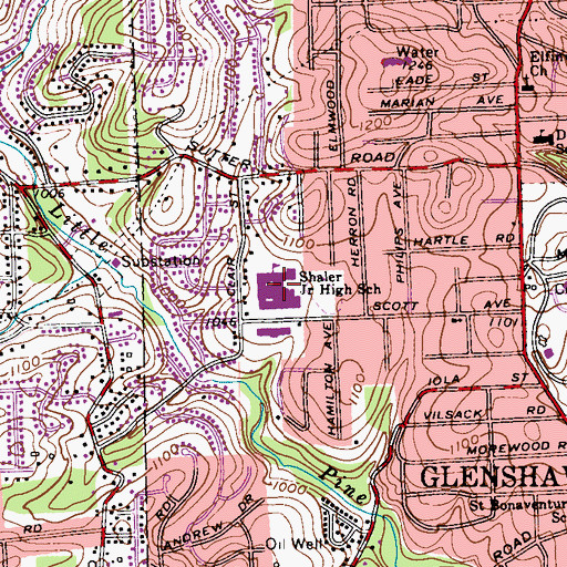 Topographic Map of Shaler Junior High School, PA