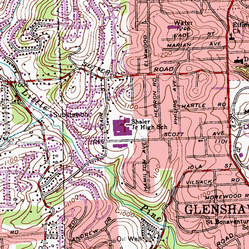 Topographic Map of Shaler Junior High School, PA