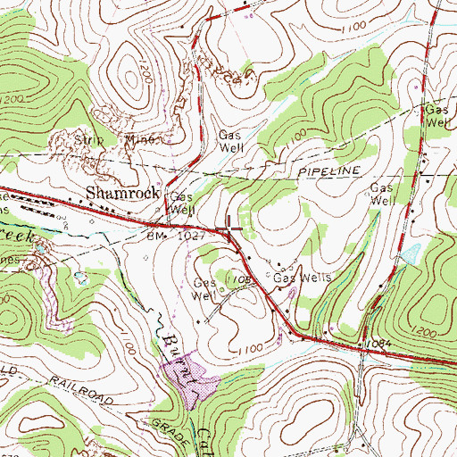 Topographic Map of Shamrock, PA