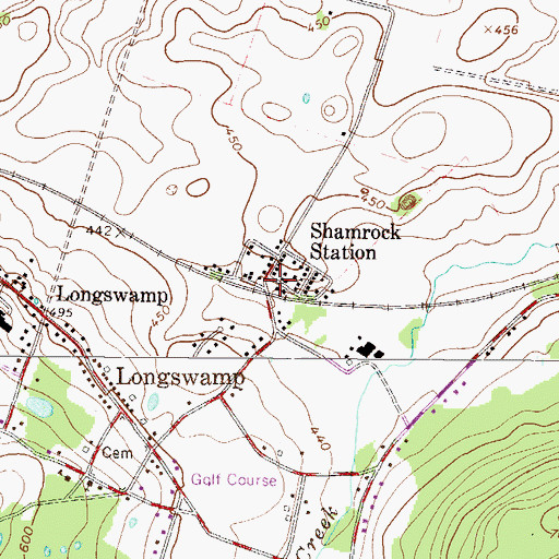 Topographic Map of Shamrock Station, PA