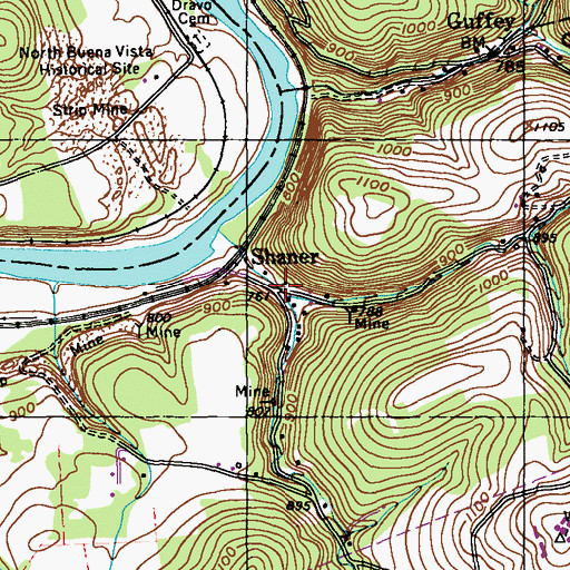 Topographic Map of Shaner, PA