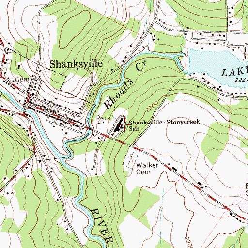 Topographic Map of Shanksville-Stonycreek School, PA