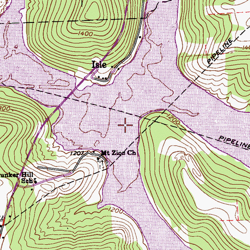 Topographic Map of Shannon Run, PA
