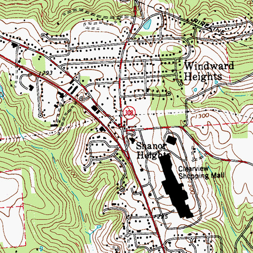 Topographic Map of Shanor Heights, PA