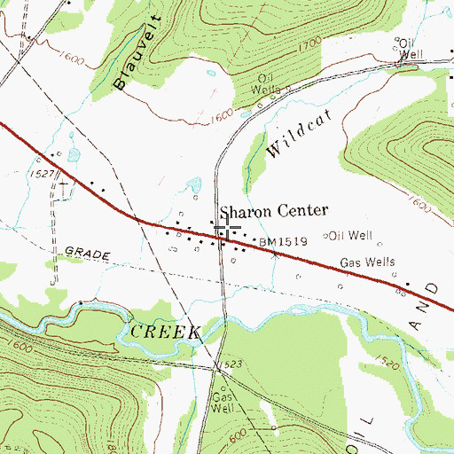 Topographic Map of Sharon Center, PA