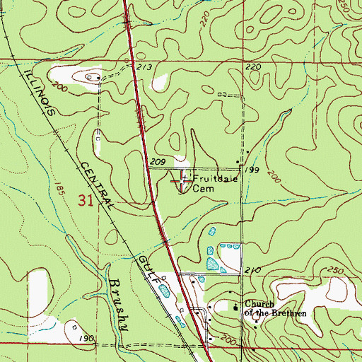 Topographic Map of Fruitdale Cemetery, AL