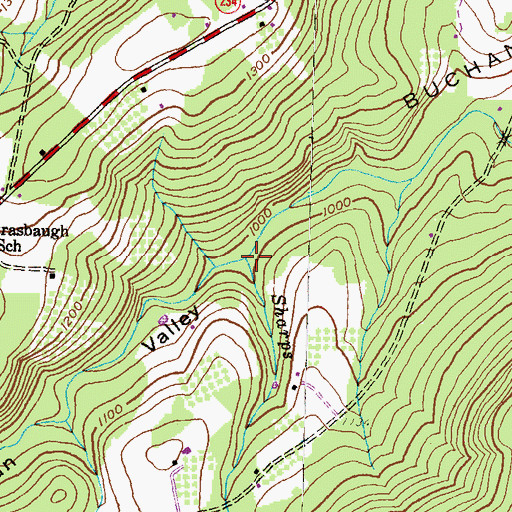 Topographic Map of Sharps Run, PA