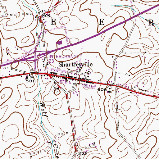 Topographic Map of Shartlesville, PA