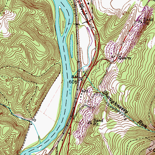 Topographic Map of Shaughnessy Run, PA