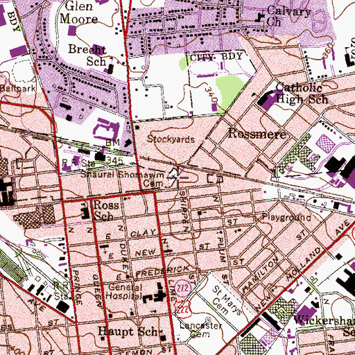 Topographic Map of Shaurai Shomayim Cemetery, PA