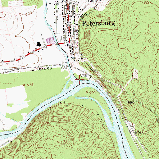 Topographic Map of Shaver Creek, PA