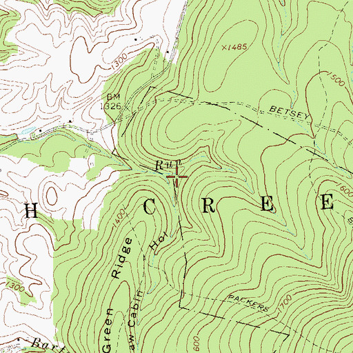 Topographic Map of Shaw Cabin Hollow, PA