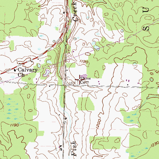 Topographic Map of Shaw Cemetery, PA