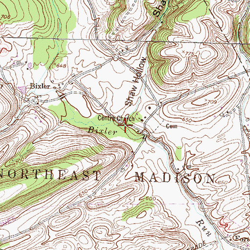 Topographic Map of Shaw Hollow, PA