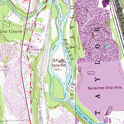 Topographic Map of Shaw Island, PA