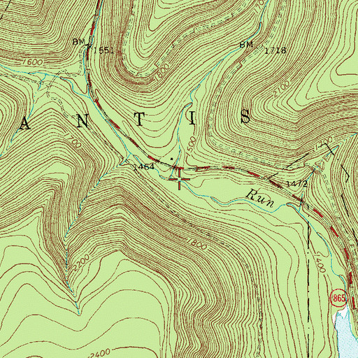 Topographic Map of Shaw Run, PA
