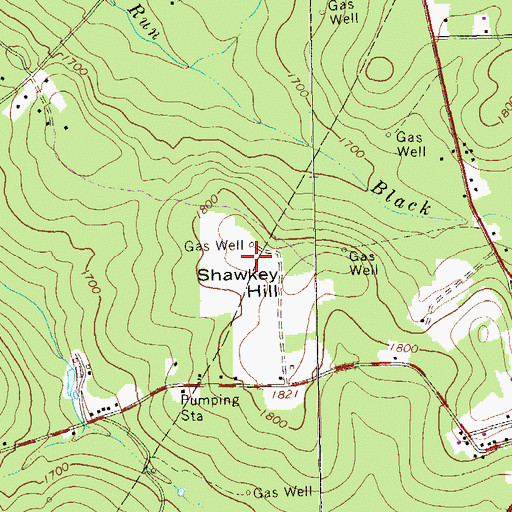 Topographic Map of Shawkey Hill, PA