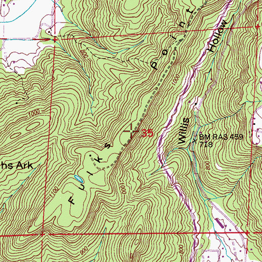 Topographic Map of Fulks Point, AL
