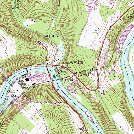 Topographic Map of Shawville, PA