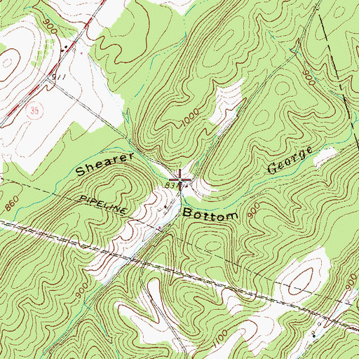 Topographic Map of Shearer Bottom, PA