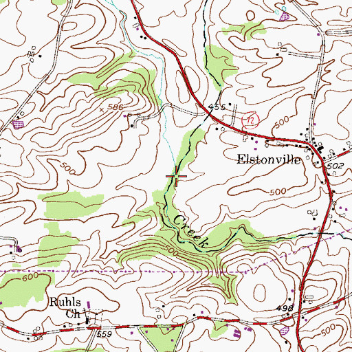 Topographic Map of Shearers Creek, PA
