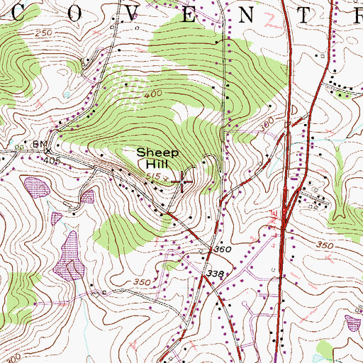 Topographic Map of Sheep Hill, PA