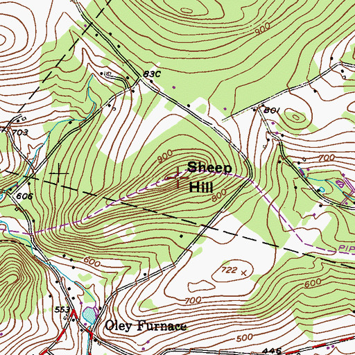 Topographic Map of Sheep Hill, PA