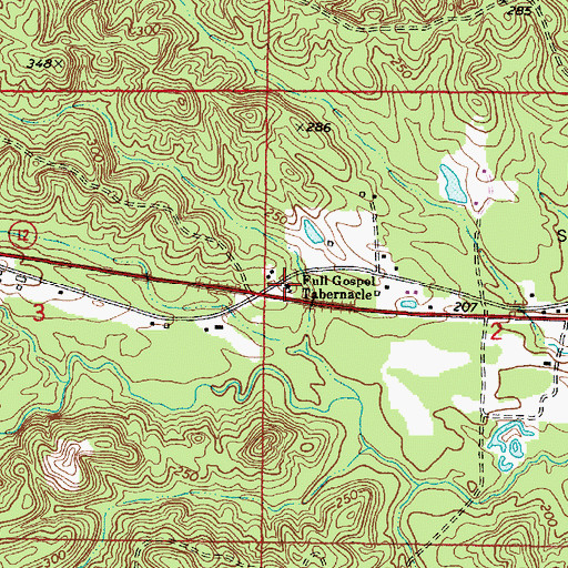 Topographic Map of Full Gospel Tabernacle, AL