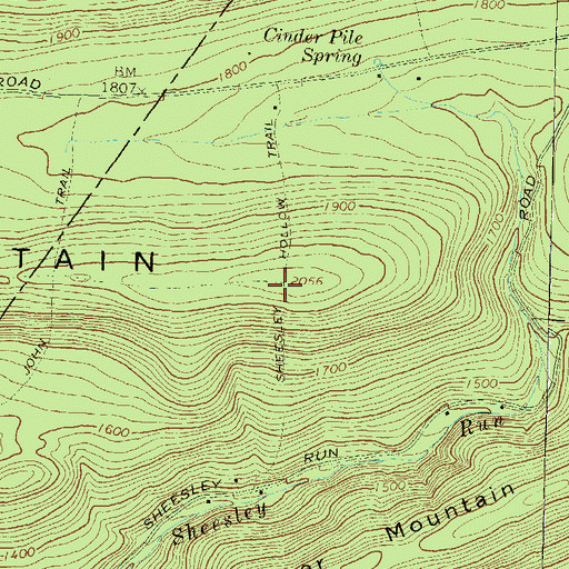 Topographic Map of Sheesley Hollow Trail, PA