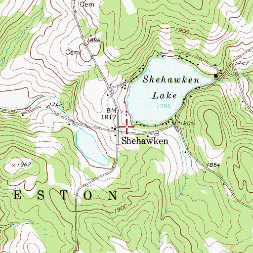 Topographic Map of Shehawken, PA