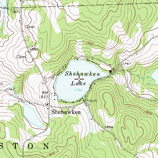 Topographic Map of Shehawken Lake, PA