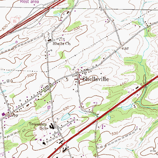 Topographic Map of Shellsville, PA