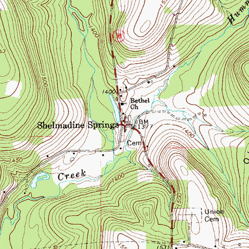 Topographic Map of Shelmadine Springs, PA