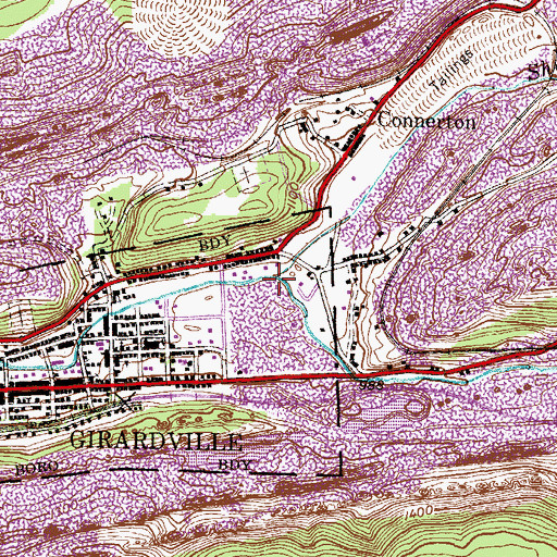 Topographic Map of Shenandoah Creek, PA